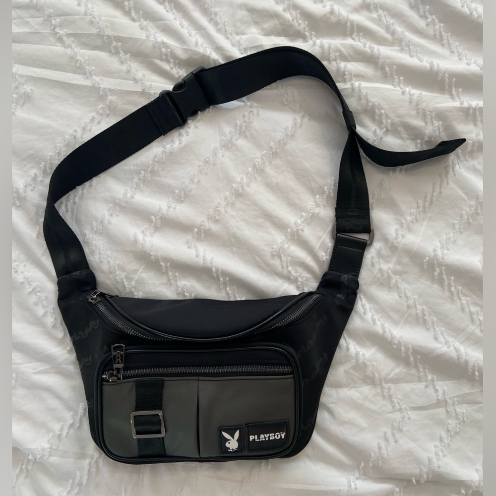 PLAYBOY Black and Gray Crossbody Bag